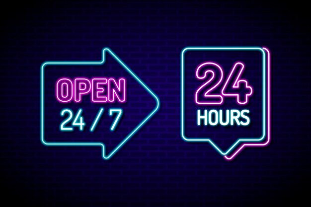 Glowing 'open twenty four hours' sign