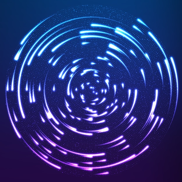 Free vector glowing particles flying around the center leaving trails