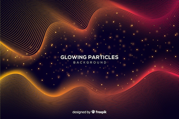 Free vector glowing particles wavy background