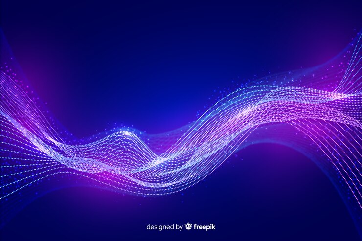 Free Vector glowing particles and wavy background