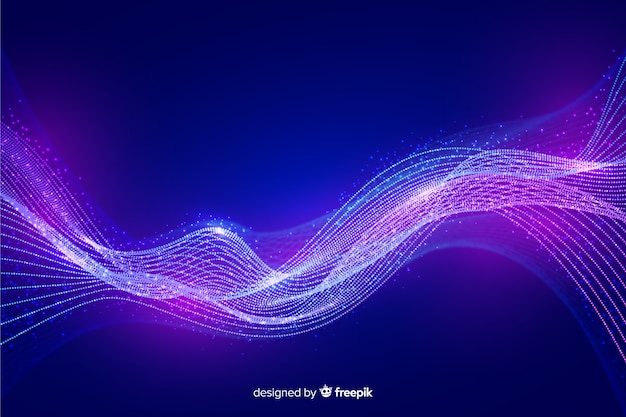 Glowing particles and wavy background
