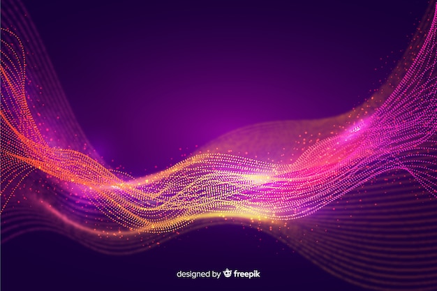 Free vector glowing particles and wavy wallpaper