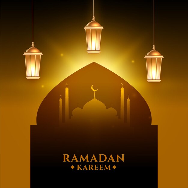 Светящийся рамадан карим с реалистичным дизайном фонаря