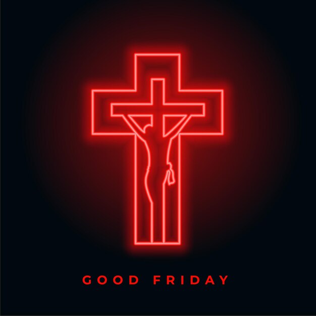 Glowing red neon good friday cross