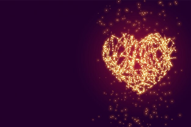 Glowing sparkle heart with text space background