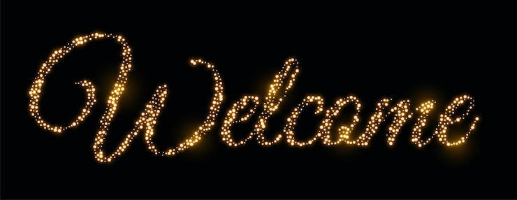 Free Vector glowing sparkle welcome lettering banner for your next event