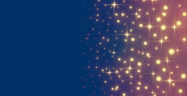 Бесплатное векторное изображение Светящиеся блестки и звезды праздничного баннера