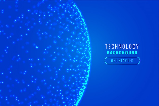 Glowing sphere technology particle blue background design