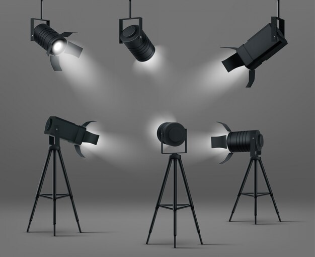 glowing spotlights for studio or stage