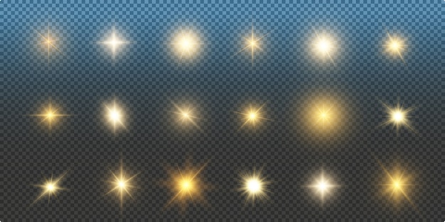 Glowing starlight or sunlight, light effect Premium Vector