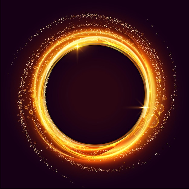 Glowing swirl frame made with sparkles and particles background