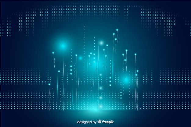 Tecnologia incandescente che cade sfondo di particelle