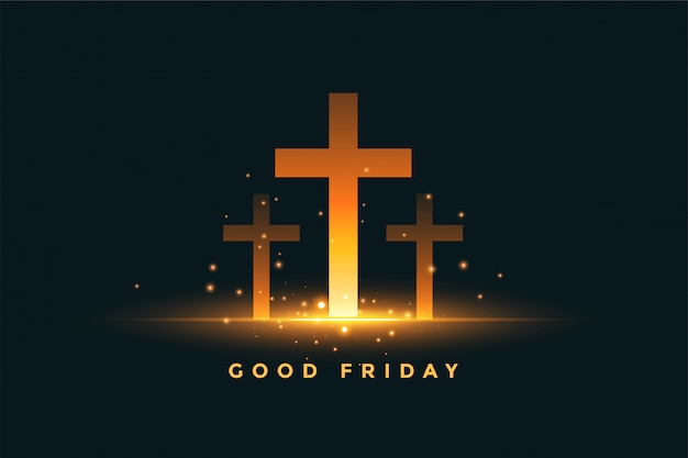 Glowing three cross good friday concept background