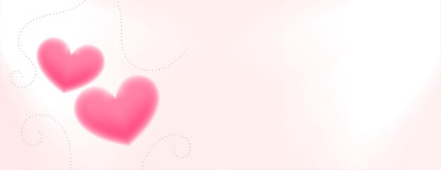 Glowing two pink hearts valentines day banner design