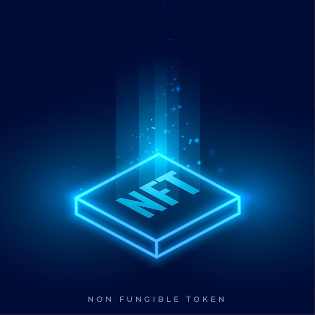 Glowing virtual nft non fungible crypto art background