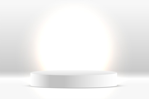 Free vector glowing white podium platform background for studio or scene creation vector