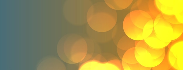 Glowing yellow bokeh lights banner design