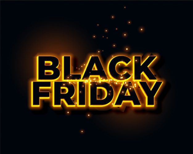 Free vector glowing yellow neon lights black friday background