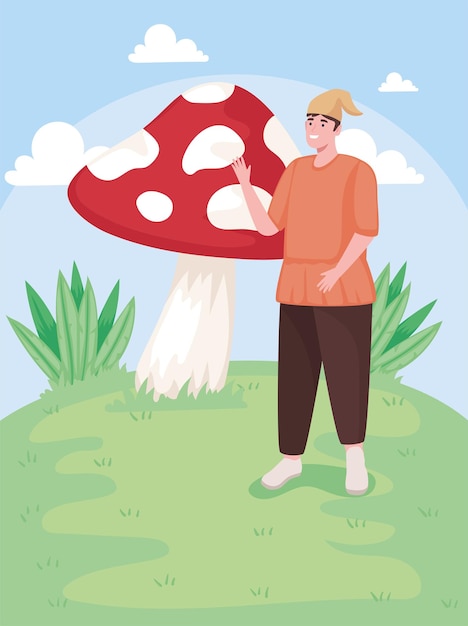 Gnome fairytale with fungus