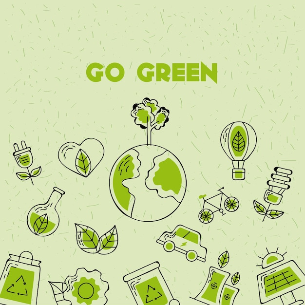 go green icons pattern background