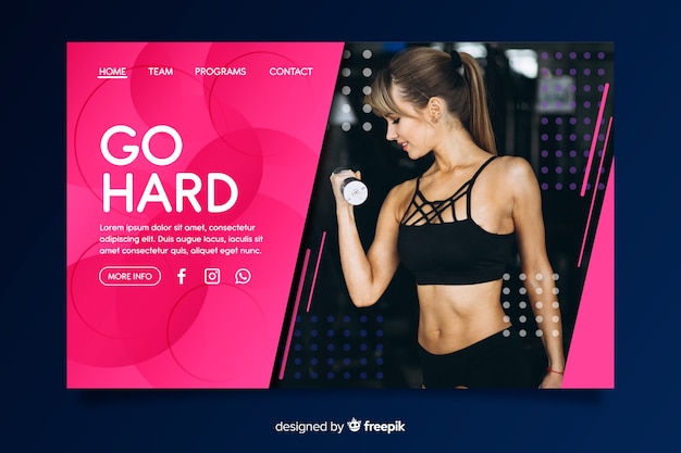 Бесплатное векторное изображение go hard sport целевая страница