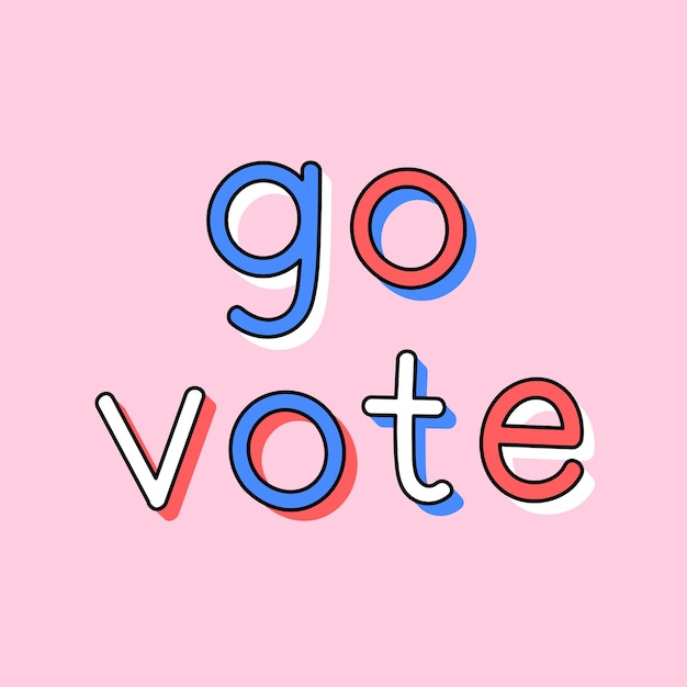 Vettore gratuito vai a votare la parola di tipografia di doodle