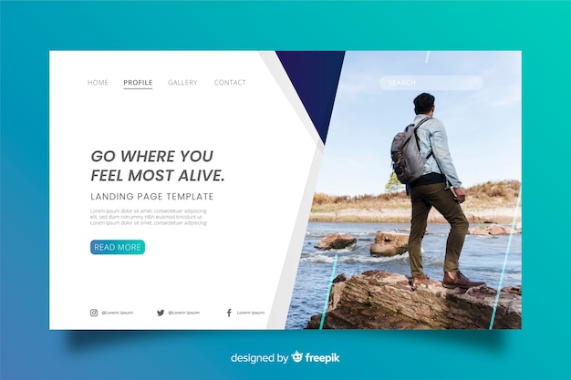 Free vector go where you feel travel landing page