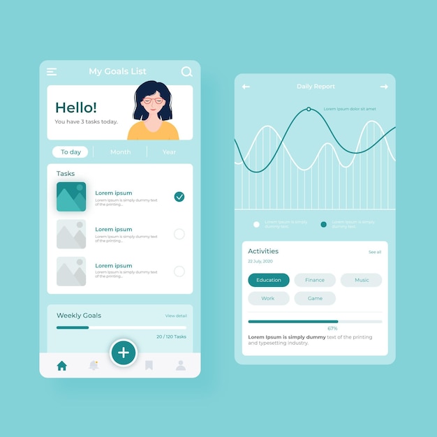 Free vector goals and habits tracking app