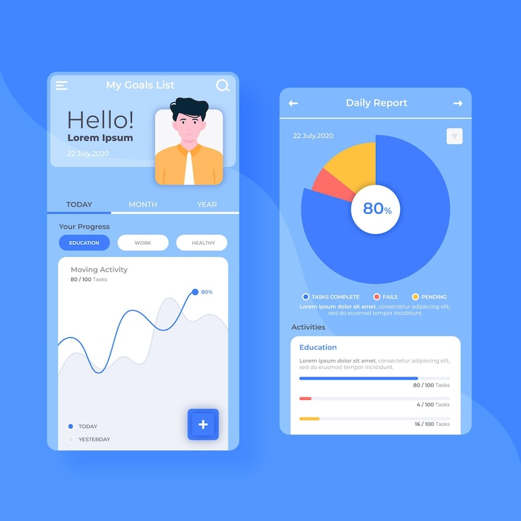 Free Vector goals and habits tracking app