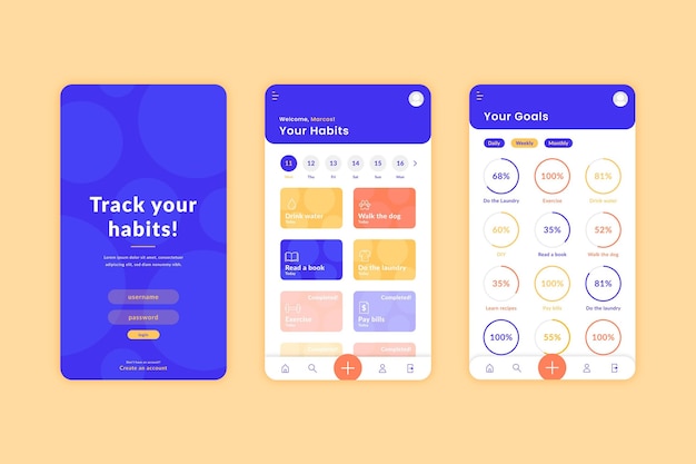 Goals and habits tracking app