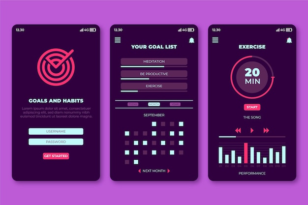 Free vector goals and habits tracking app