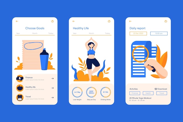 Vettore gratuito app per il monitoraggio degli obiettivi e delle abitudini