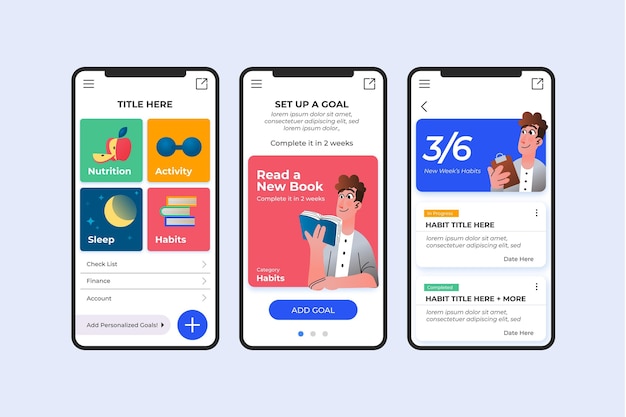 Free vector goals and habits tracking app