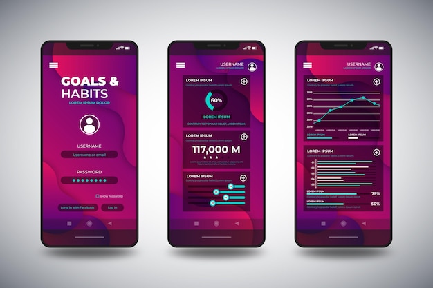 Vettore gratuito app per il monitoraggio degli obiettivi e delle abitudini