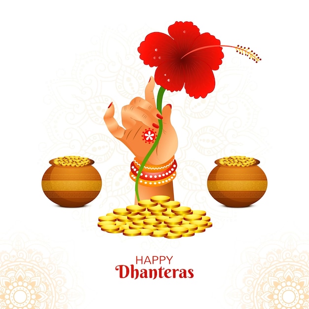 Free vector goddess laxmi blessing for indian festival dhanteras background