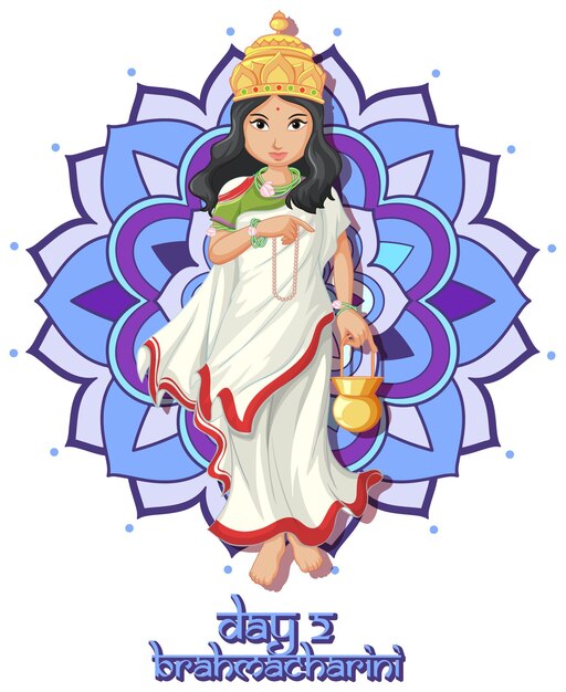 Free vector goddess on navarati festival poster