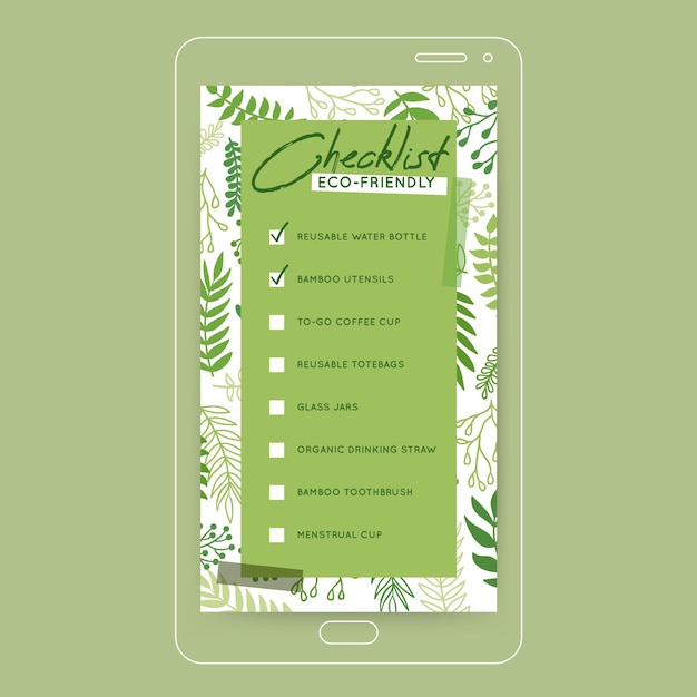 Free vector going green checklist instagram story