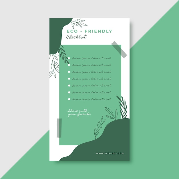 Free vector going green checklist instagram story