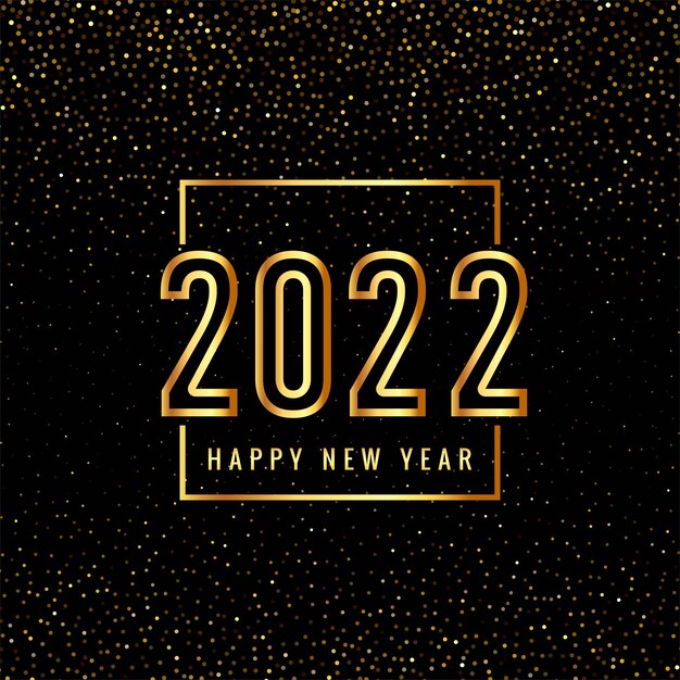 Gold 2022 happy new year text for glitters card background