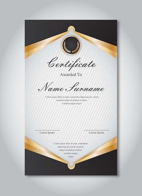 Бесплатное векторное изображение Золотой и черный шаблон сертификата