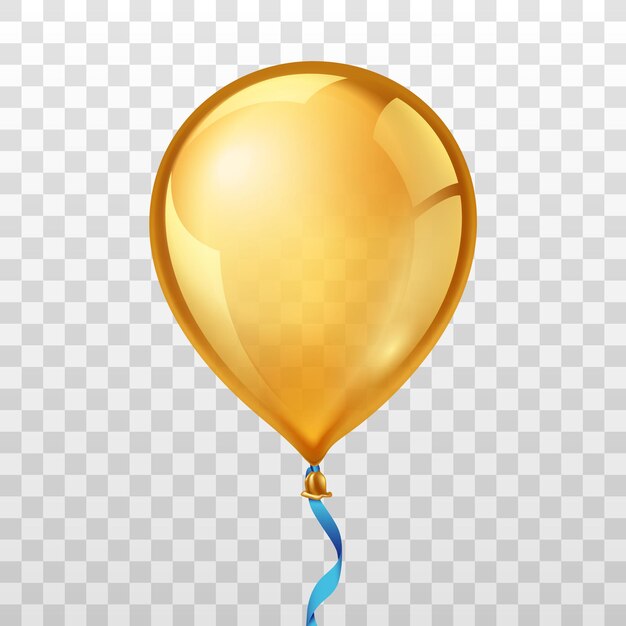 Gold balloon on transparent