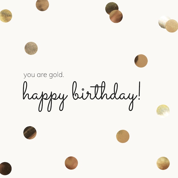 Gold birthday greeting template with beige background
