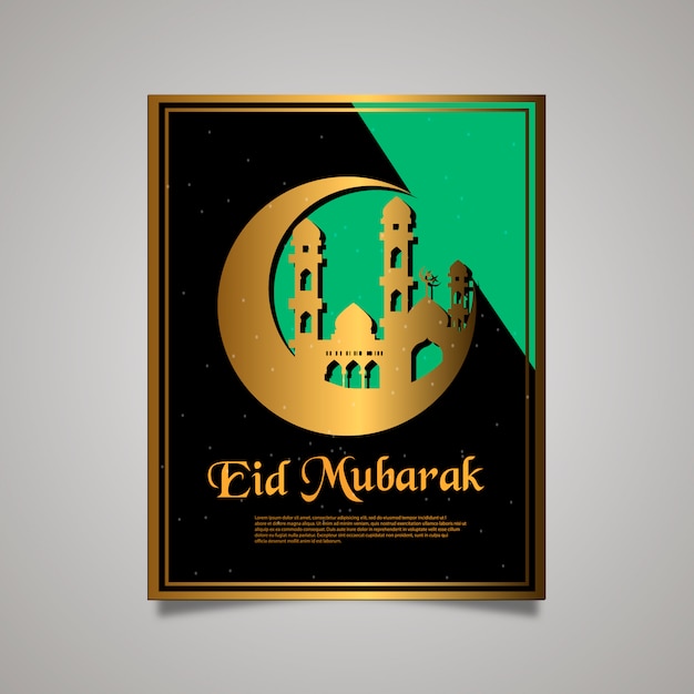 Poster in oro e nero di eid mubarak