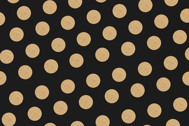 Gold and black polka dot glittery pattern background