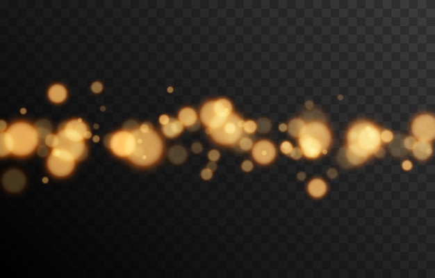 Gold bokeh on isolated transparent background light effect png blurred bokeh png