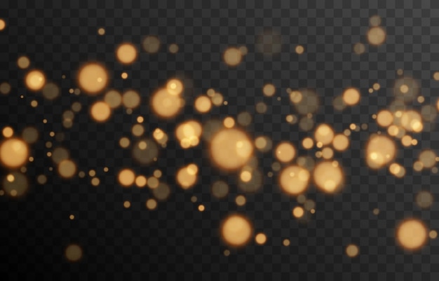 Gold bokeh on isolated transparent background light effect png blurred bokeh png