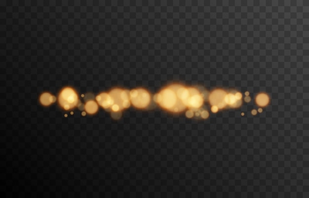 Gold bokeh on isolated transparent background light effect png blurred bokeh png