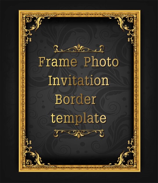 Gold border frame photo template vector design