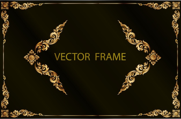 Gold border frame with corner line floral for picture