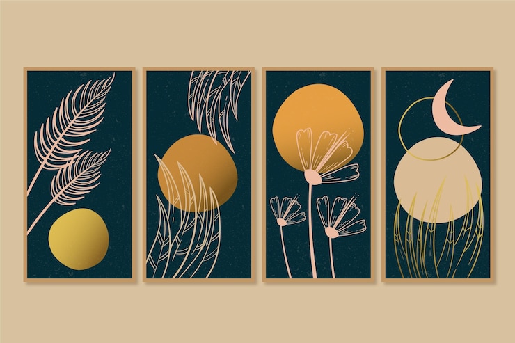 Free Vector gold botanical cover collection template